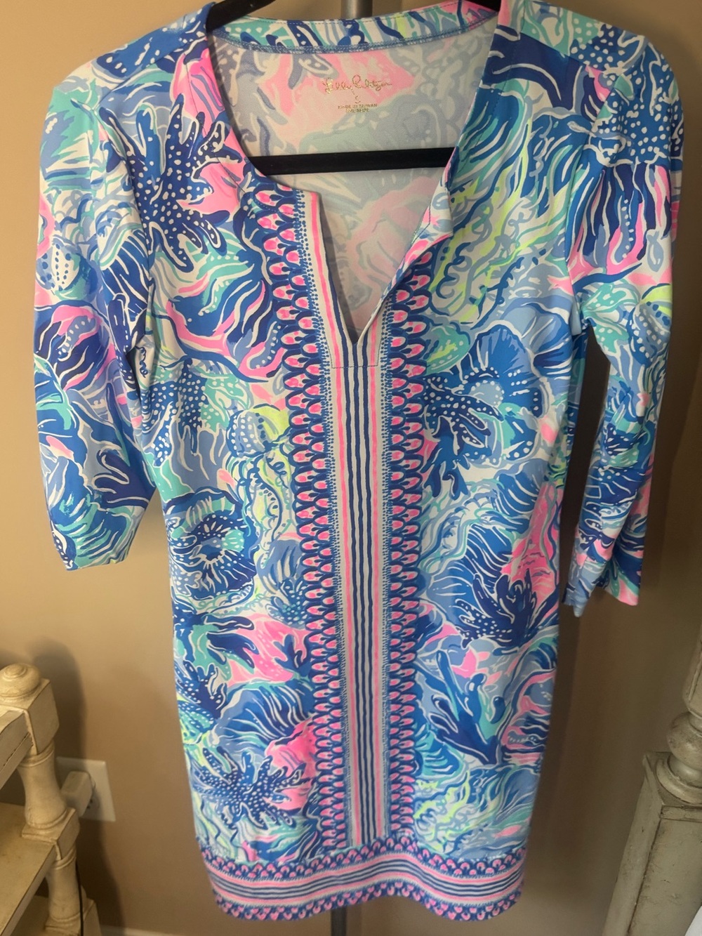 Lilly Pulitzer Chilly Lilly  Nadine Dress Upf 50+ Size Small in Saltwater Blue